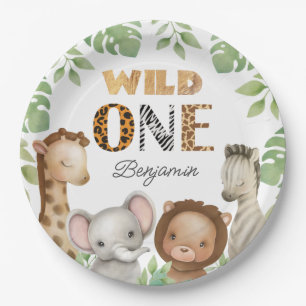 Assiettes En Carton Wild One Safari 1ère fête d'anniversaire