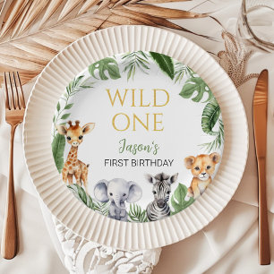 Assiettes En Carton Wild One Safari Animaux Baby shower d'anniversaire