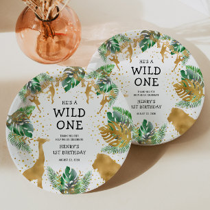 Assiettes En Carton Wild One Safari Fête d'anniversaire 1ère année Ver