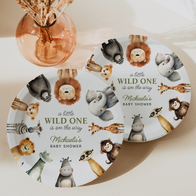 Assiettes En Carton Wild One Sur Le Chemin Safari Animaux Baby shower (Créateur téléchargé)