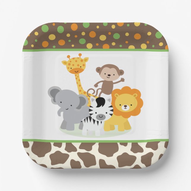 Assiettes En Carton Wild Safari Jungle Animals Party Paper Plate (Recto)