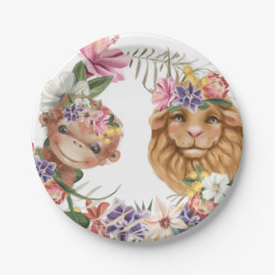 Assiettes En Carton Wild un mignon singe safari d'anniversaire garçon 