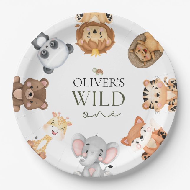 Assiettes En Carton Wild un thème safari premier anniversaire (Devant)