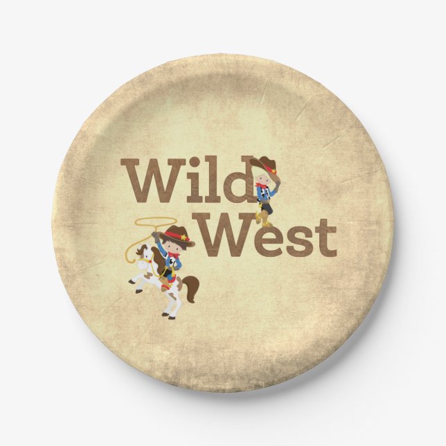 Assiettes En Carton Wild West Cowboy Cowgirl Western Thème (Devant)