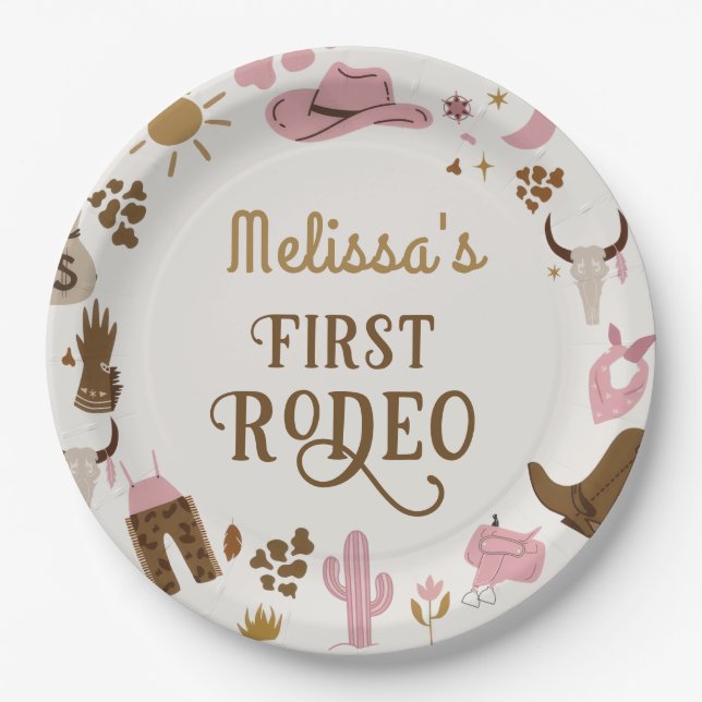 Assiettes En Carton Wild West Cowboy Rodeo fête d'anniversaire (Devant)