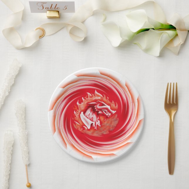 Assiettes En Carton Wild Wolf Whirling plaques de papier blanc (Mariage)