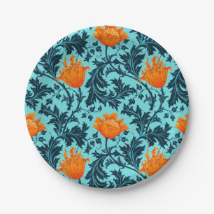 Assiettes En Carton William Morris Anemone, Indigo Blue et Coral