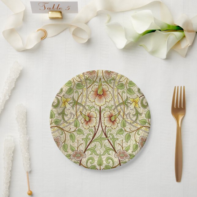Assiettes En Carton William Morris Daffodil Fond d'écran classique (Mariage)