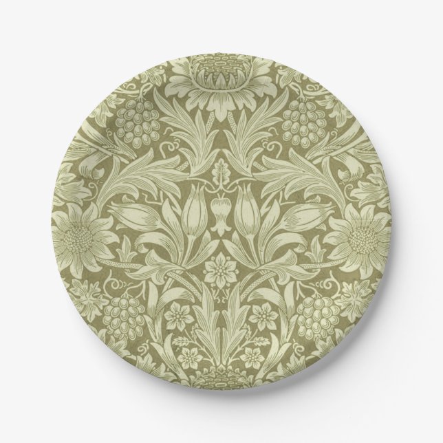 Assiettes En Carton William Morris Fleur verte tournesol (Devant)