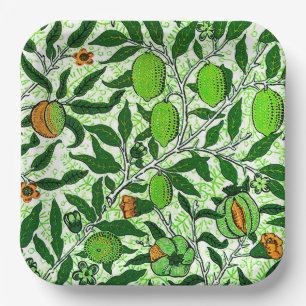 Assiettes En Carton William Morris Fruit Exotique, Vert Citron