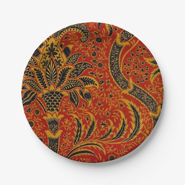 Assiettes En Carton William Morris Inde Floral rouge (Devant)