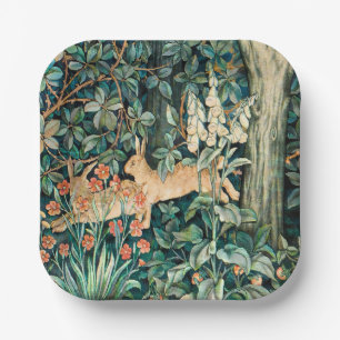 Assiettes En Carton William Morris Jardin de Fleurs Vintage Lapin Art