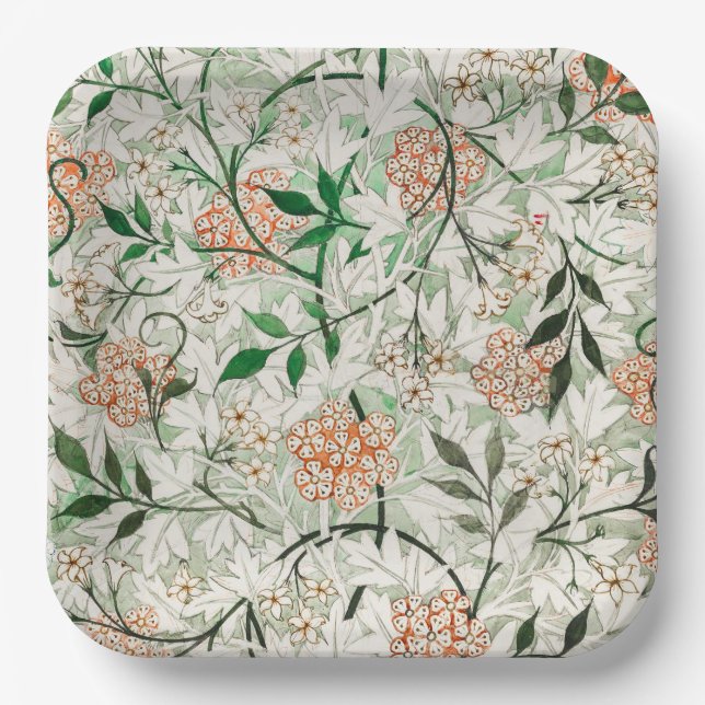 Assiettes En Carton William Morris Jardin Fleur de Jasmin Classique (Recto)