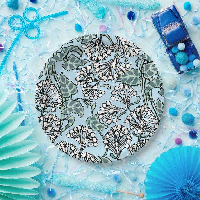 Assiettes En Carton William Morris Jasmine et Motif Feuille (Fête)