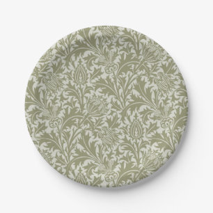 Assiettes En Carton William Morris Thistle Sage Green Motif