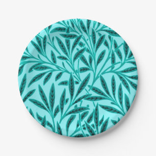 Assiettes En Carton William Morris Willow Motif, Turquoise & Aqua