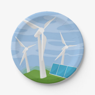 Assiettes En Carton Windmills et cellules solaires
