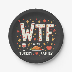 Assiettes En Carton WIne Turquie Famille drôle Thanksgiving