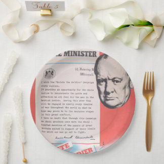 Assiettes En Carton Winston Churchill, Reprint of British 2ÈME GUERRE 