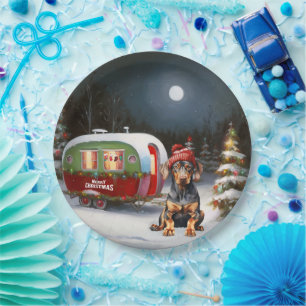 Assiettes En Carton Winter Doberman Caravan Christmas Adventure