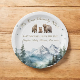 Assiettes En Carton Winter Snow Mountains Bear Baby shower d'aventure