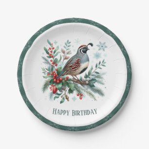 Assiettes En Carton Winter Vibes California Quail - Anniversaire