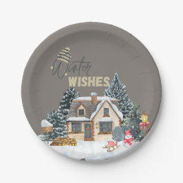 Assiettes En Carton Winter Wishes Christmas Gift For Home Decor Wine