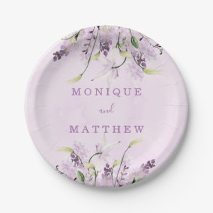 Assiettes En Carton Wisteria Lavender White Rose Chic Mariage
