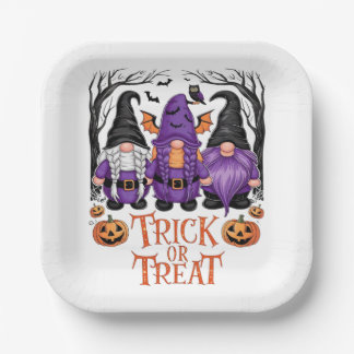 Assiettes En Carton Witch Gnomes Citrouille Gothique Halloween Party