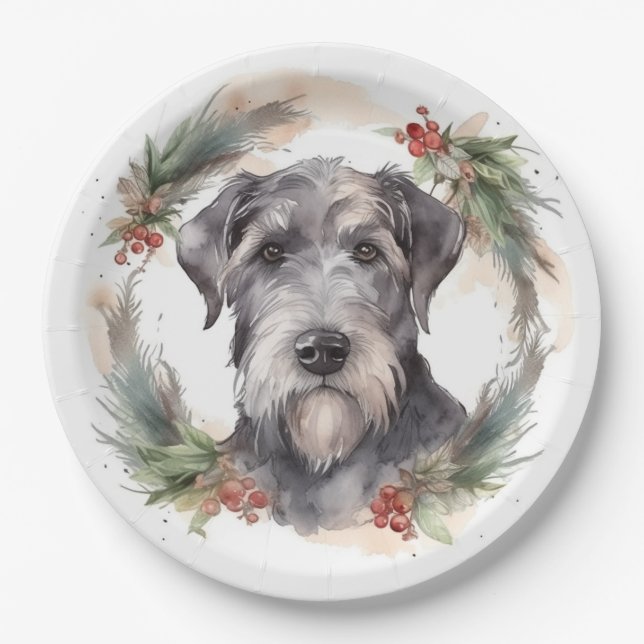 Assiettes En Carton Wolfhound Festive Wreath (Devant)