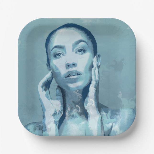 Assiettes En Carton "Woman in Blue" (Recto)