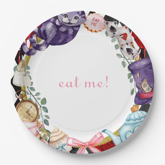 Assiettes En Carton Wonderland Tea Party Fairytale Anniversaire de l'e (Devant)