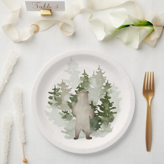 Assiettes En Carton Woodland Adventure Genre Baby shower neutre (Mariage)