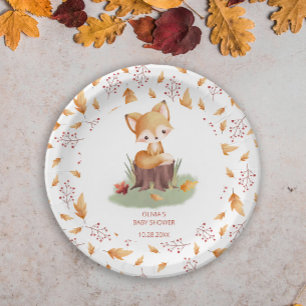 Assiettes En Carton Woodland Autumn Baby Fox Baby shower