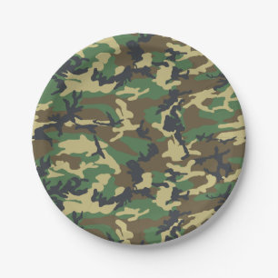 Assiettes En Carton Woodland Camo