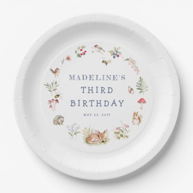 Assiettes En Carton Woodland Forest Animals Birthday Napkins (Devant)