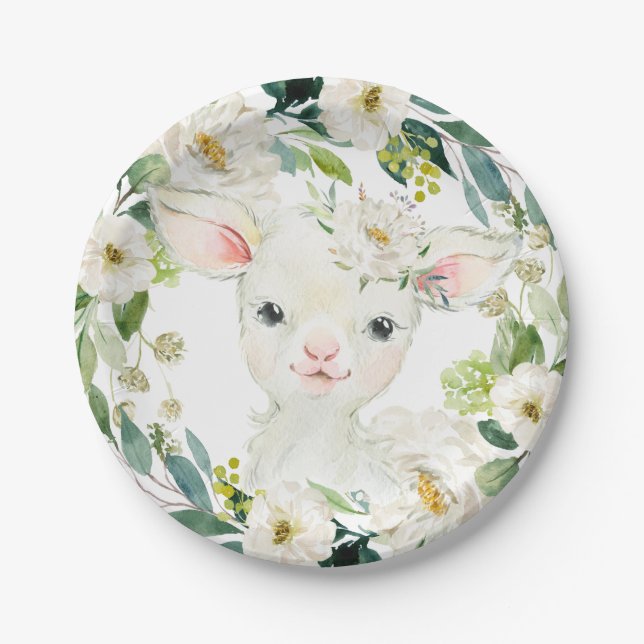 Assiettes En Carton Woolie Lambert 7" Dessert Plaque - Baby shower (Devant)