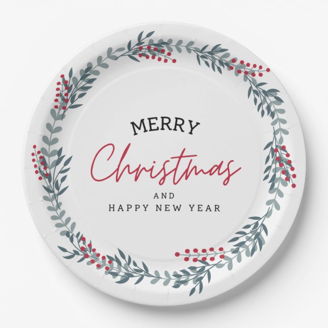 Assiettes En Carton Wreath de Noël (Devant)