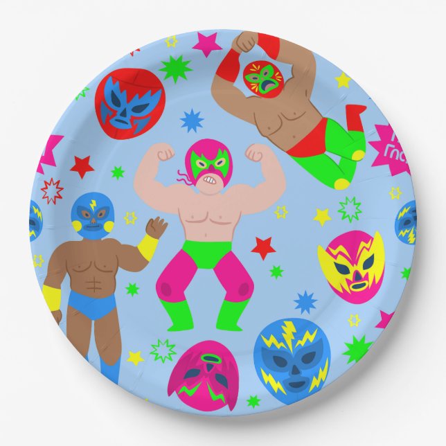 Assiettes En Carton wrestling lucha libre masks luchador wrestlers (Devant)