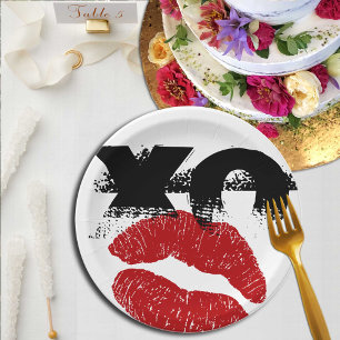 Assiettes En Carton XO XO m'embrasser Plaques papier rétro / BBQ, Fun 