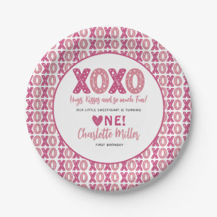 Assiettes En Carton XOXO Hugs & Kisses Saint Valentin 1er anniversaire