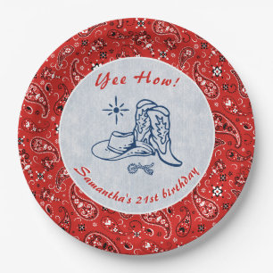 Assiettes En Carton Yee How Western Paisley Denim Blue Jeans Anniversa