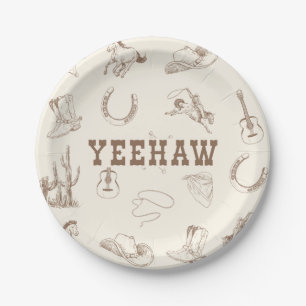 Assiettes En Carton Yeehaw Mon premier Rodéo Anniversaire Plaque Neutr