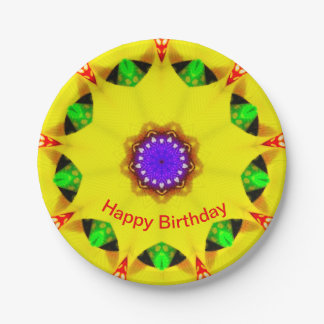 Assiettes En Carton ~ Yellow Christmas Plate Kaleidoscope ~