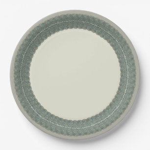 Assiettes En Carton Yéménite Antique Argent travail Double Frontière