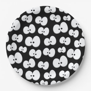 Assiettes En Carton Yeux éffrayants noirs et blancs mignons Halloween