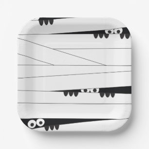 Assiettes En Carton Yeux noirs blancs qui regardent maman Halloween
