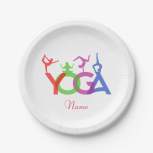 Assiettes En Carton Yoga Poses Silhouettes Thunder_Cove