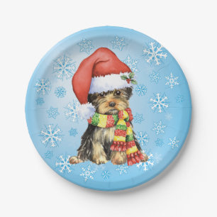Assiettes En Carton Yorkie de Noël