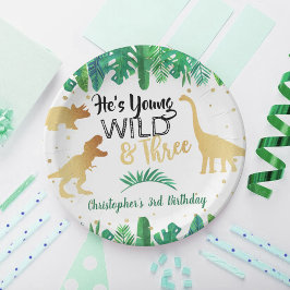 Assiettes En Carton Young Wild & Three Dinosaur Boys Troisième anniver